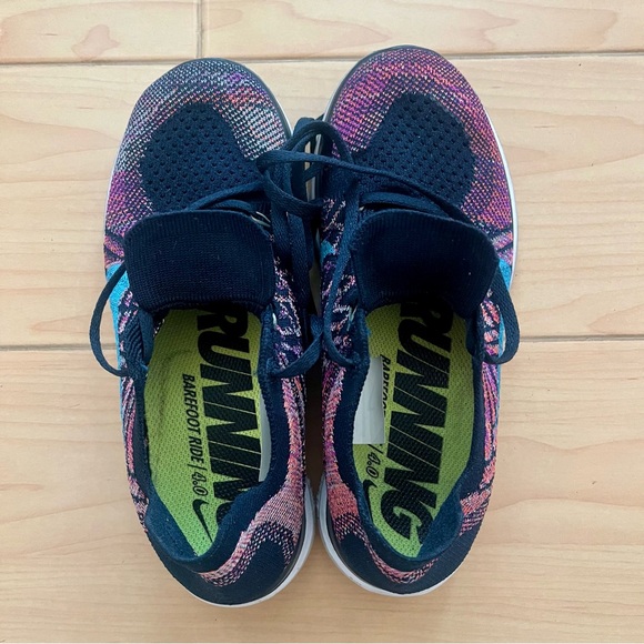 Nike Free 4.0 Flyknit Women’s Size 5.5 Obsidian Vivid Purple - Picture 8 of 9